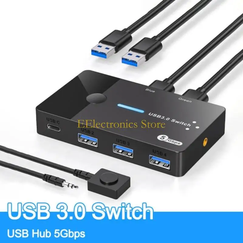 B03C USB KVM Switcher USB Switcher 2 في 4 Out لأجهزة الكمبيوتر المحمولة كمبيوتر مفاتيح الماوس
