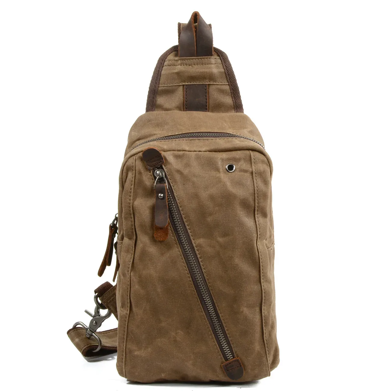 

Waxed Canvas Chest Bag European Style Men Sling Bag Vintage Waterproof Small Knapsack For men