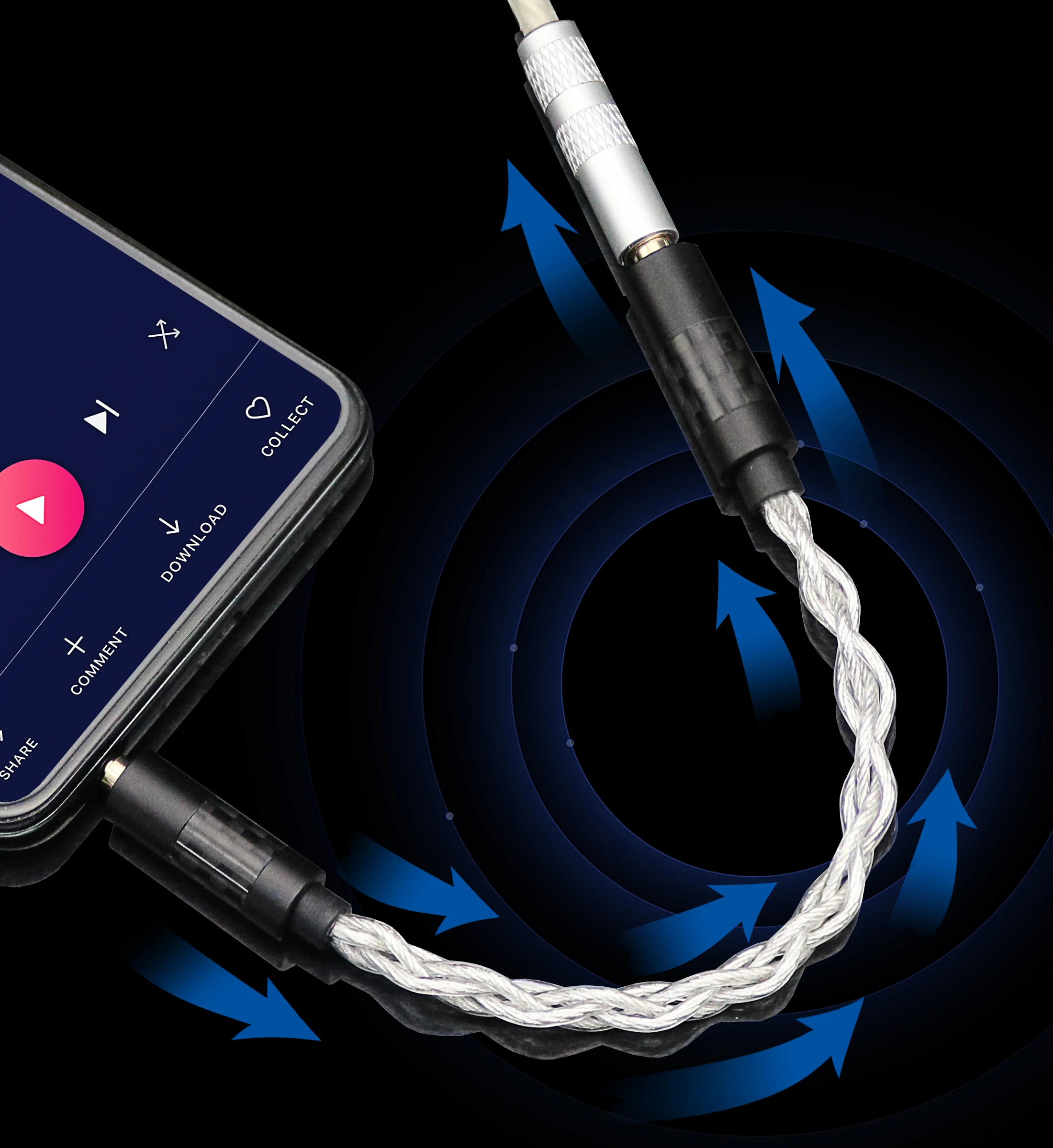 New 7N OCC Silver-Plated 2.5/3.5/4.4mm To 2.5/3.5/4.4mm Balanced Male Audio Adapt Cable Male To Male Headphone Relpacement Cable