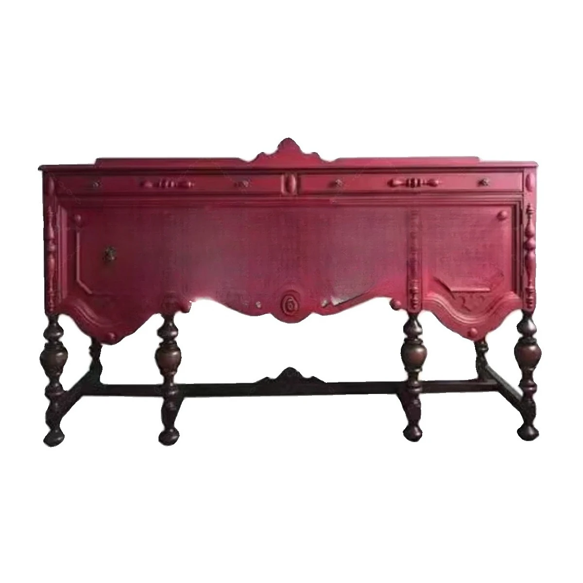 French retro solid wood porch cabinet American high-end light luxury living room storage decorative cabinet