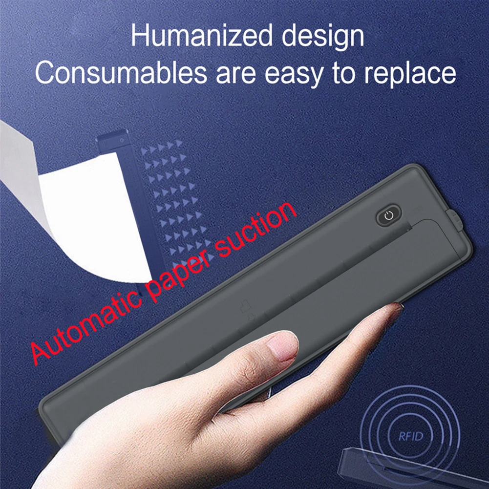 A4 Printer termal portabel 203DPI Bluetooth nirkabel kompatibel Printer perjalanan seluler tanpa tinta kompatibel dengan ponsel pintar & PC