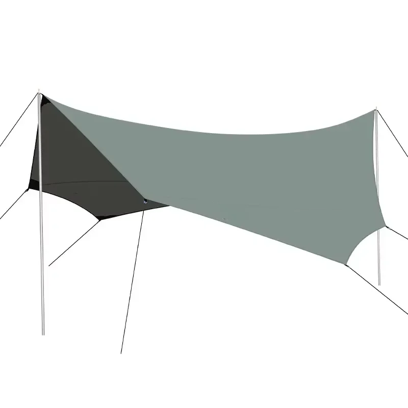 Octagonal Camping Tarp 25 Silver-Coated 210D Oxford Waterproof 3000mm UPF50+ UV Sun Shelter with 2.4m Stainless Steel Poles