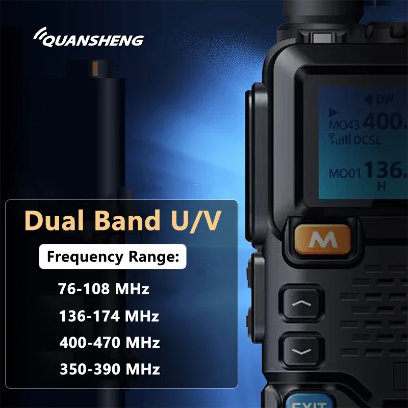 Quansheng Walkie Talkie UV 5R Plus, 2 buah Walkie Talkie 8W USB tipe-c Band ganda UHF VHF DTMF Scrambler NOAA frekuensi nirkabel Radio Ham dua arah