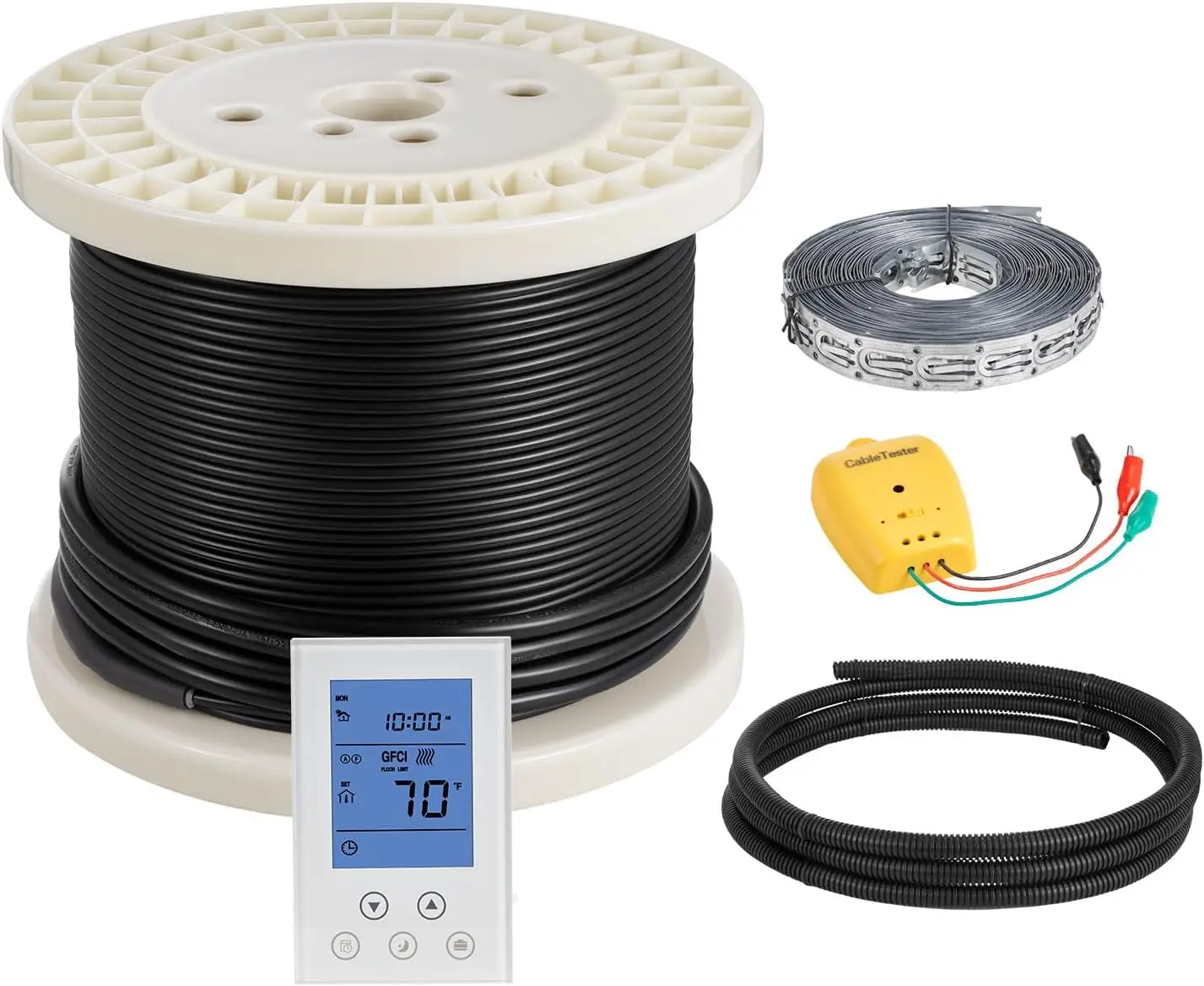100 sqft Underfloor Heating Cable Kit, 120V Electric Radiant Heated Floor System, with Smart Control Thermostat & Alarm, Easy In