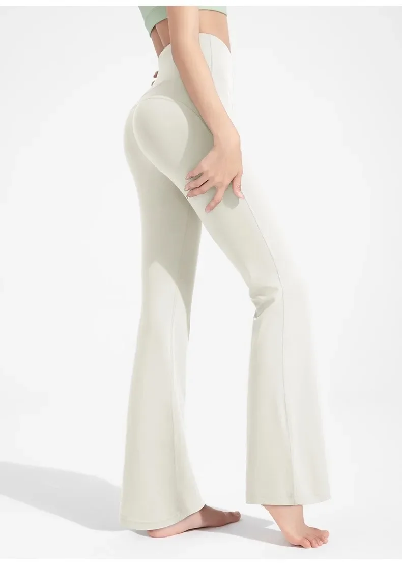 Pilates-Sporttights mit hoher Taille, ausgestellte Yoga-Hose, nahtlose Leggings, Damen-Fitness-Hosen mit Hüftlift, hautfarbene Freizeit-Sport-Yoga-Hose – Detail 13