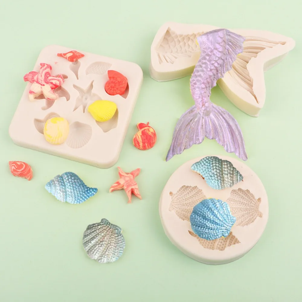 Ocean Series Silicone Candle Mould Starfish Conch Sea Shell Clay Resin Mold DIY Mermaid Drip Glue Making Handmade Lover Supplies