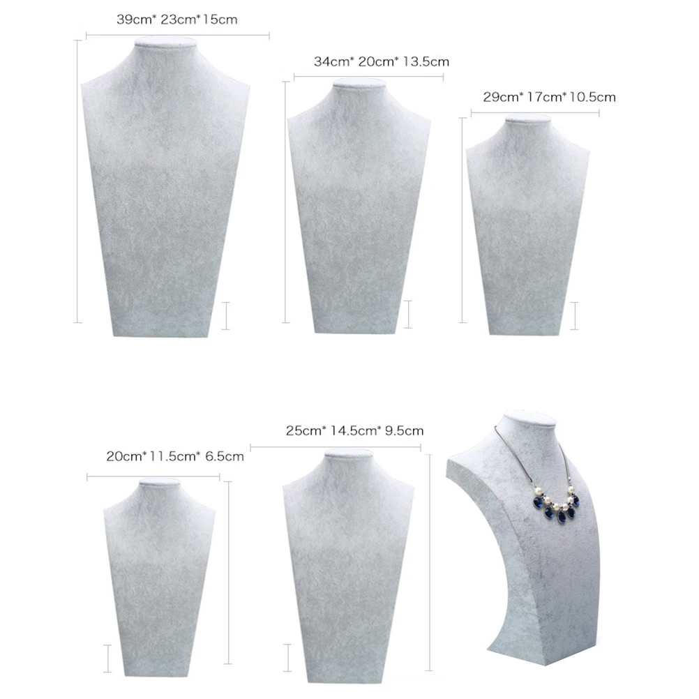 

Necklace Displays Organizer Neck Chain Jewelry Bust Stands Portrait Neck Pendant Display Prop (Grey)