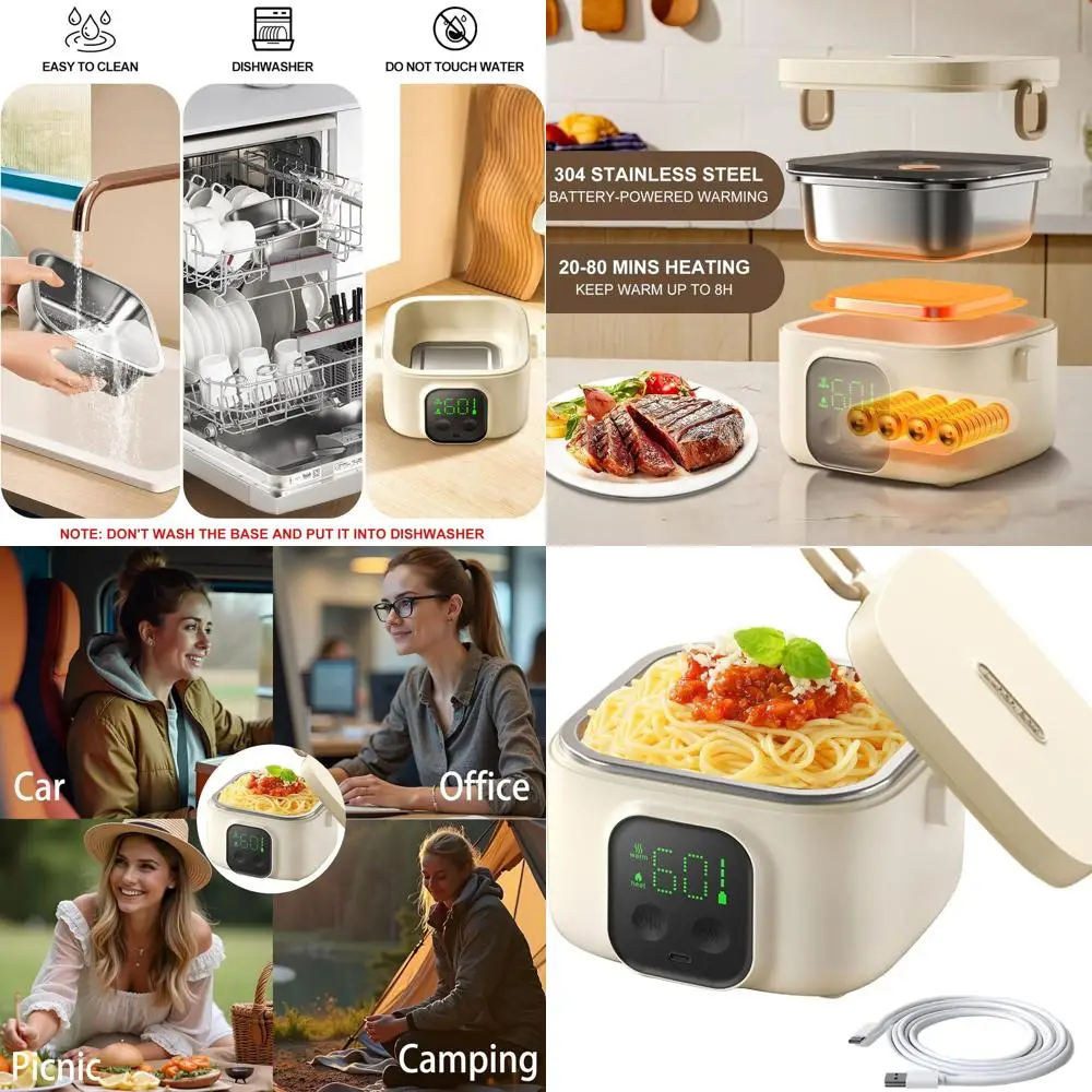 

Портативный ланч-бокс с электрическим подогревом, перезаряжаемый 14000 мАч, емкость 800 мл, идеально подходит для кемпинга, пикников и офиса