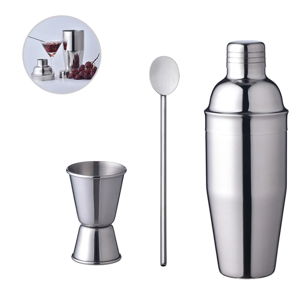 

3pcs Cocktail Set Stainless Steel Leak Proof Bartender Mixer Cocktail Shaker Set Drink Tools Kit Home Party Bar Use