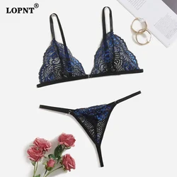 Lonpt New Lace Lingerie Underwear Set Double-Color Sexy Lingerie Women's Transparent Bra Panty Set Female Bikini Erotic Lingerie