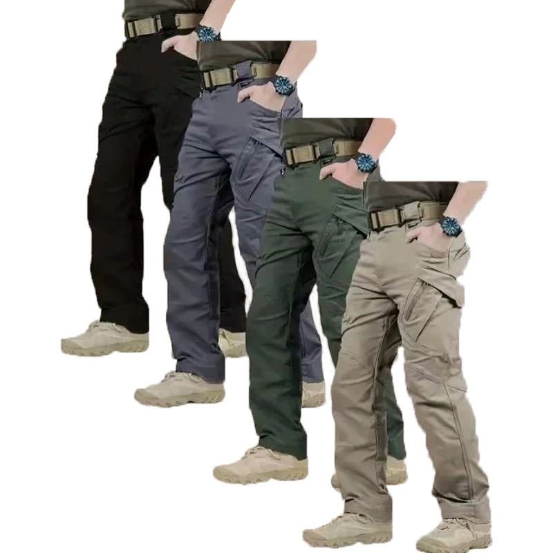 Men's Spring Autumn City Cargo Pants Hiking Camping Softshell Elastic Climbing Casual Warm Tactical Military Combat Trousers