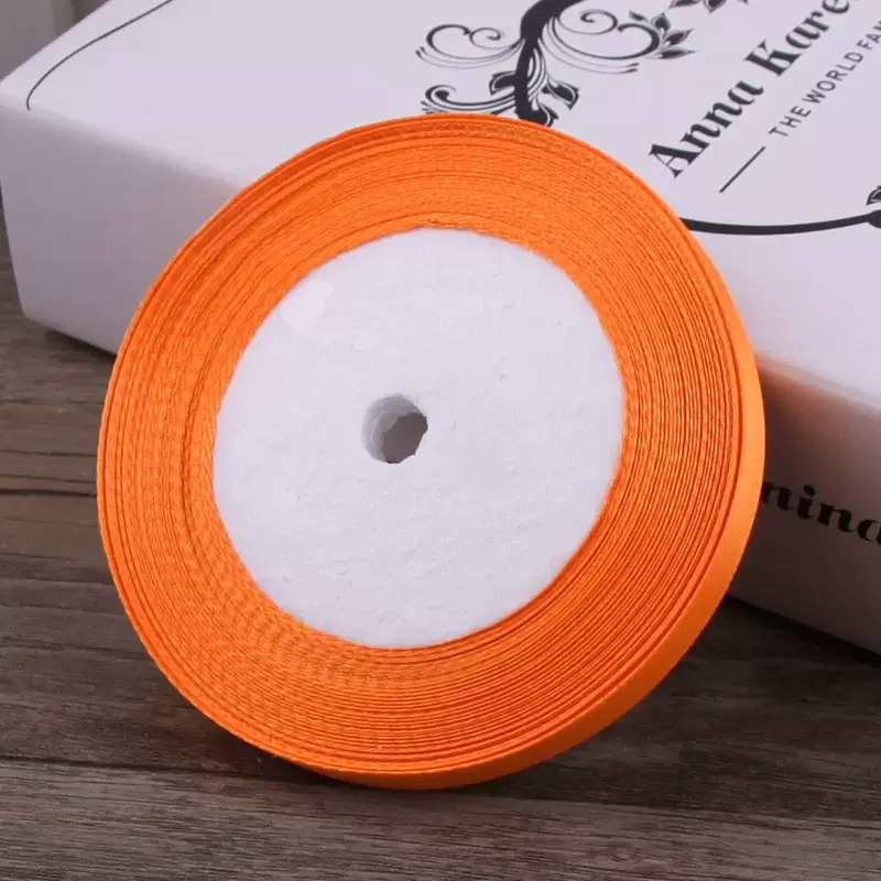 25Yards 6/10/15/20/25/40/50mm Orange Satin Ribbons Handmade Crafts Bow DIY Gift Wrapping Christmas Wedding Decorative Ribbons