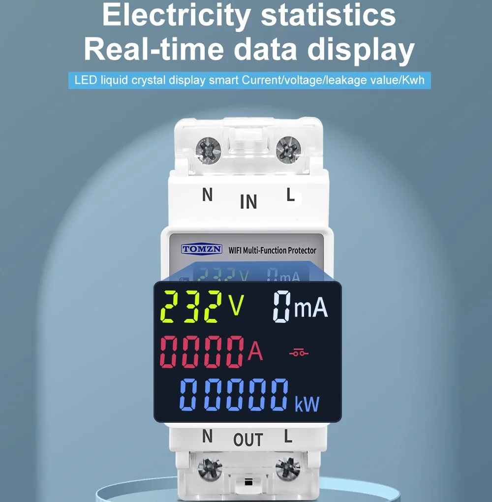 TOMZN 63A 110V 230V WIFI Smart Switch smartlife Kwh Interruttore automatico di misurazione Timer con corrente di tensione e protezione dalle perdite