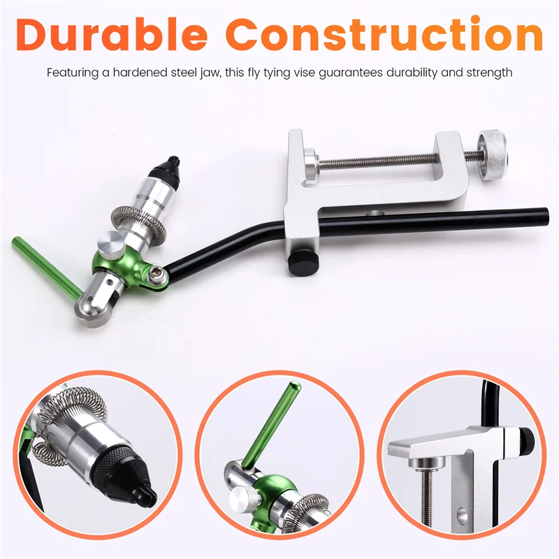 

ABVL-360° Rotation C-Clamp Vise Jigging Assist Hook Binding Vise Hardened Steel Jaw Fly Tying Vise Fishing Lure Making Tool