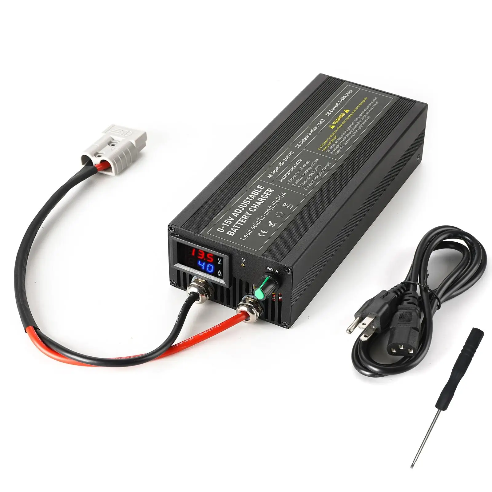 DDP DPD 12.6V 14.6V 13.8V 40A 60A 85A Voltage Current Adjustable Lithium Lifepo4 Battery Charger With Display For RV