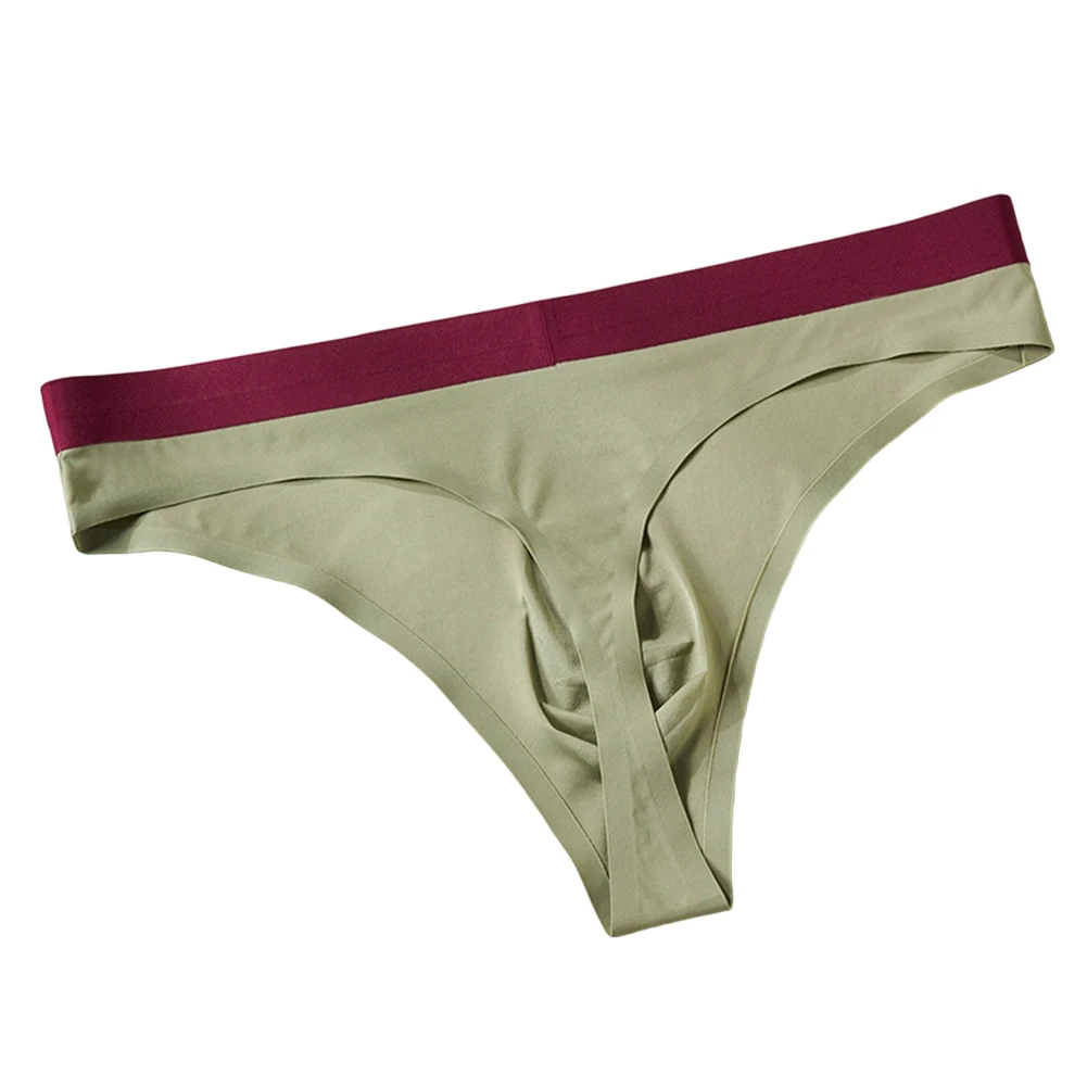 

1pc Men Thin Seamless Ice Silk G-String High Elastic Low-waisted Breathable Briefs Soft Underwear 3D Bulge Pouch Soft Thongs