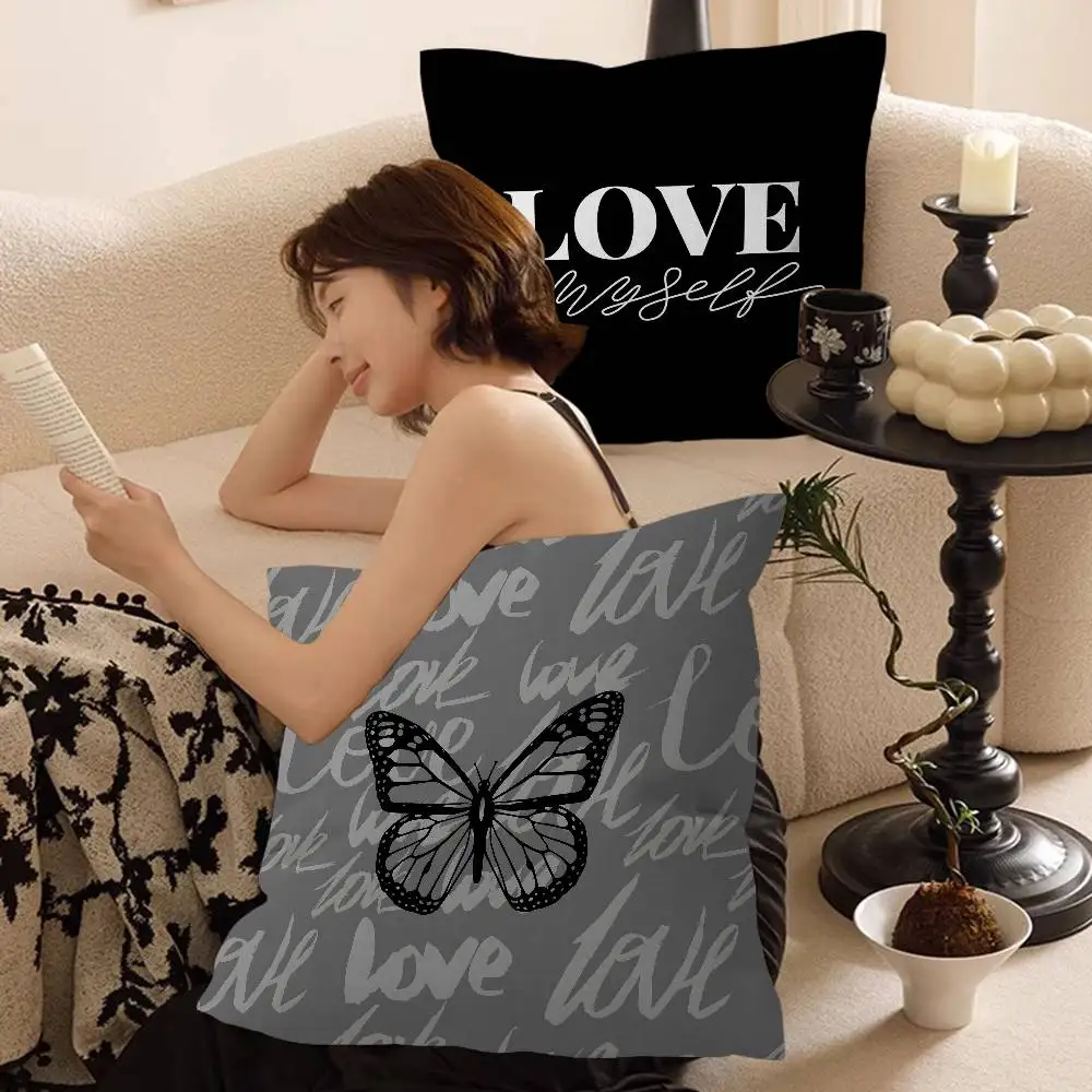 Flower Love Pattern Cushion Cover Car Throw Pillow Case For Sofa Car Christmas Gift 40x40cm 45x45cm