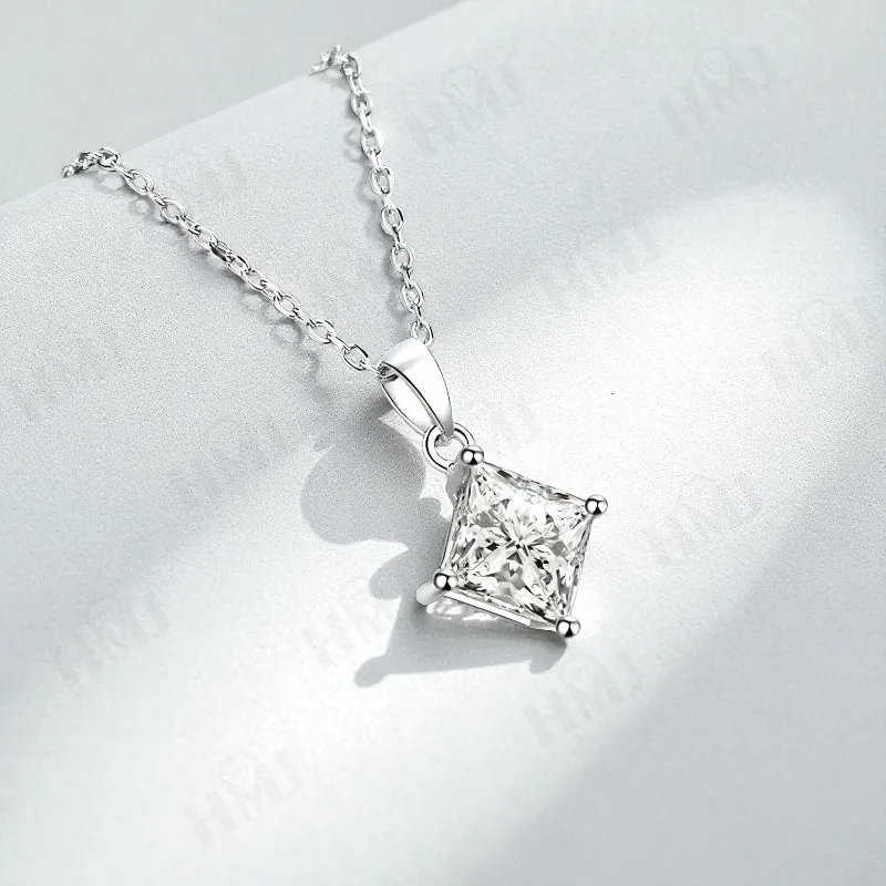 1-3CT Pendant Necklaces Princess Cut Lab Grown Moissanite D Color VVS1 Clarity 925 Sterling Silver High Quality Wedding Jewelry