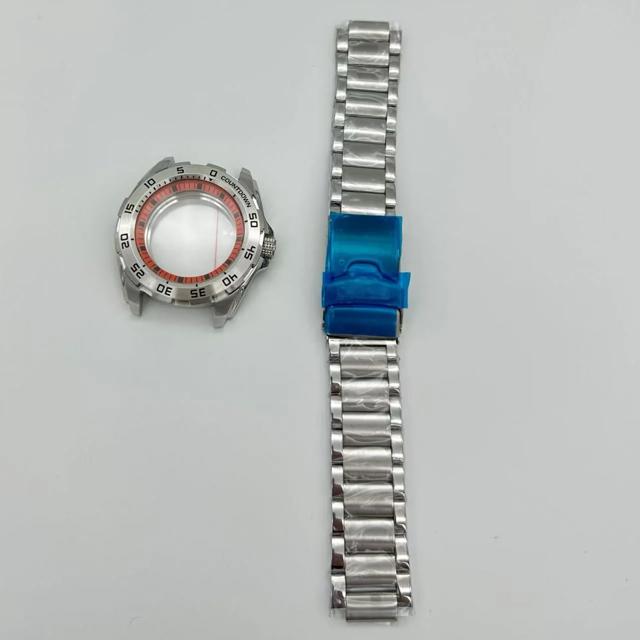 45.5mm Modified Monster Mechanical Watch Case Band, 316 Stainless Steel with Letter Pattern, Compatible with NH35/NH36 Movement