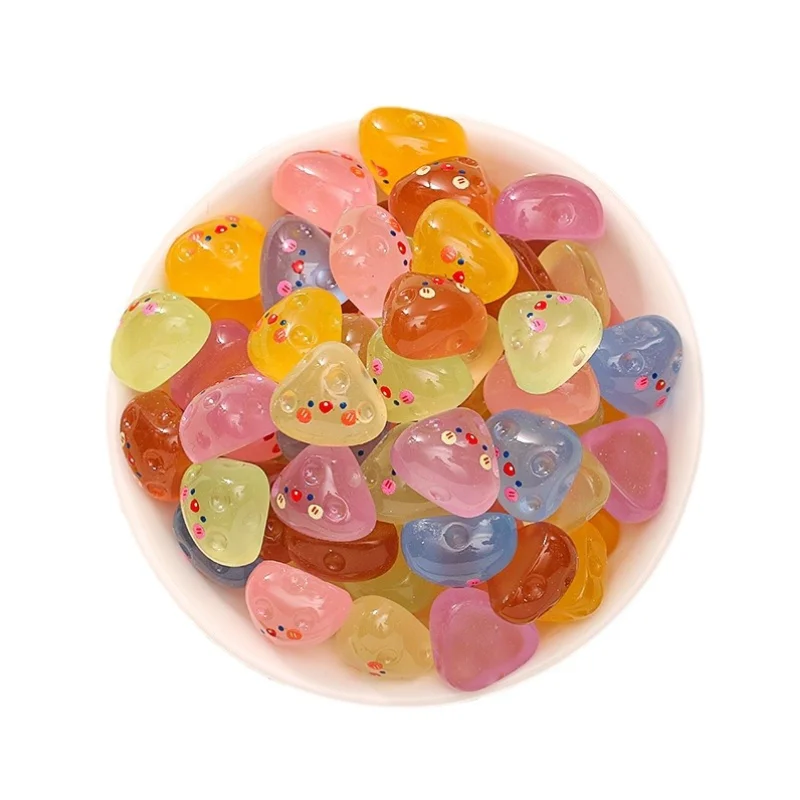 Décoration DIY en résine en forme de triangle, visage souriant lumineux et mignon, petite statue, jouet, personnage de dessin animé familial, colle crème transparente