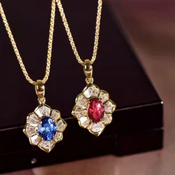 Huitan Gorgeous Pendant Box Chain Necklace Lady Temperament Luxury Party Jewelry with Bright Zirconia Gold Color Accessories