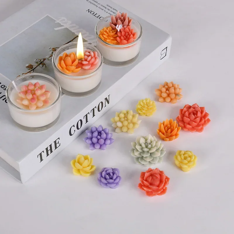 Succulent Flower Scented Candle Silicone Mold Succulent Set Plant Handmade Plaster Resin Molds Candle Molds for Candle Making