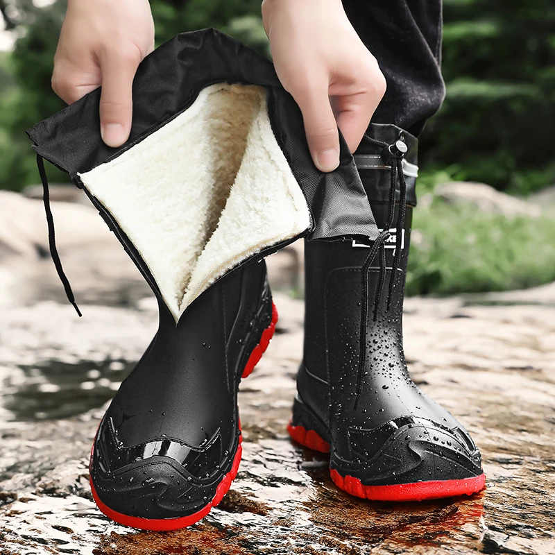 Unisex Winter Rain Boots Outdoor Warm Snow Shoes Winter Outdoor Walking Car Washing Fishing Boots Couple Men's Women's Shoes
