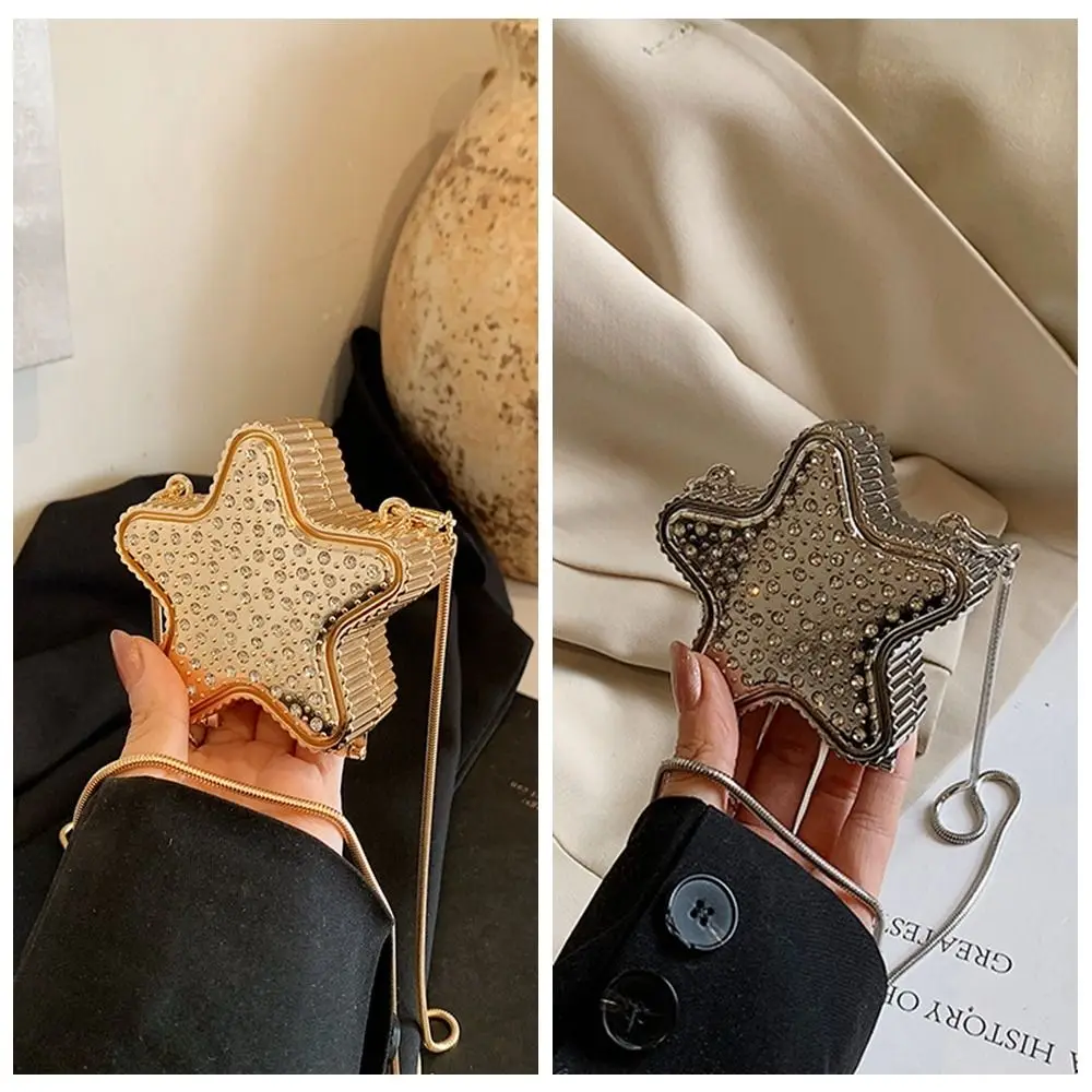 Casual Mini Star Shoulder Bag Korean Style Rhinestone Evening Banquet Bag Messenger Bag Handbag Party Makeup Bag Girls