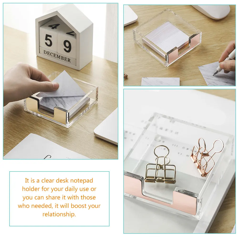 2Pcs Professional Acrylic Memo Note Holder Transparent Desk Organizer for Index Cards Office Supplies