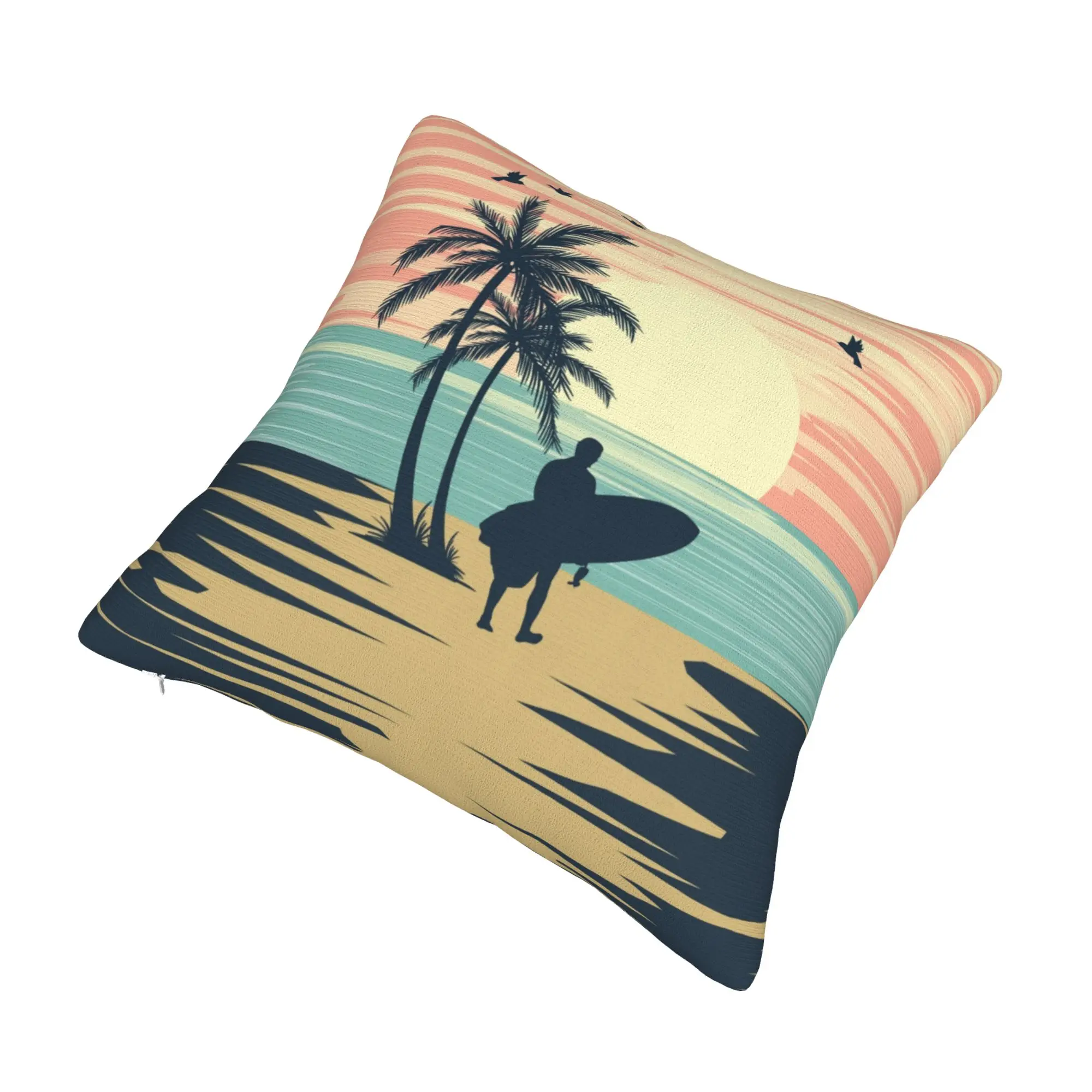 Luxury Retro Surfing Cushion Covers 40x40cm Velvet Summer Beach Surfer Throw Pillow for Car Square Pillowcase Home Decorative