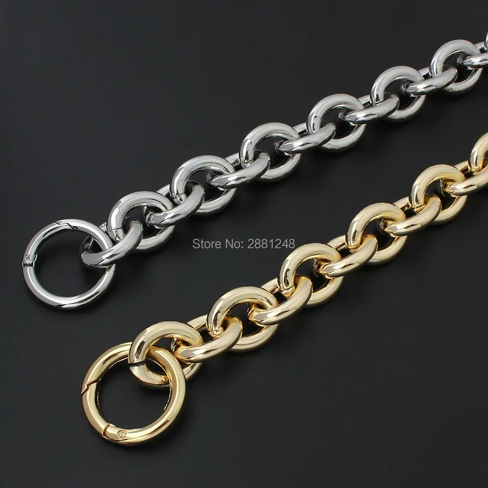 1PC 24MM Thick Round Aluminum Chain With Spring Ring Light Weight Bags Strap Bag Handles Chain For Bag Accessory Handbags Straps