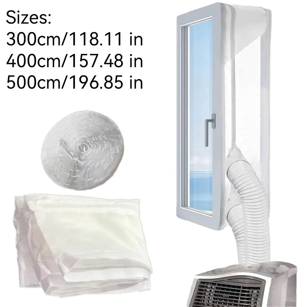 Double Hose AC Window Seal Cloth for Portable Air Conditioner One-Piece 2 Outlets Soft Fabric Wind-Blocking Guard Plate