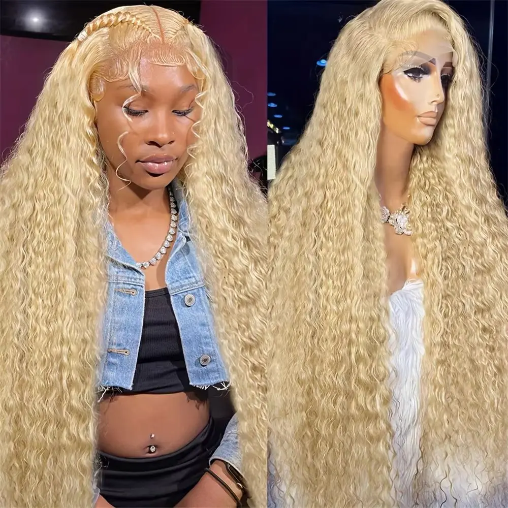 13x6 Hd dentelle frontale perruque 613 Blonde perruque 13x4 dentelle perruques de cheveux humains vague profonde cheveux brésiliens bouclés perruques de cheveux humains pour les femmes