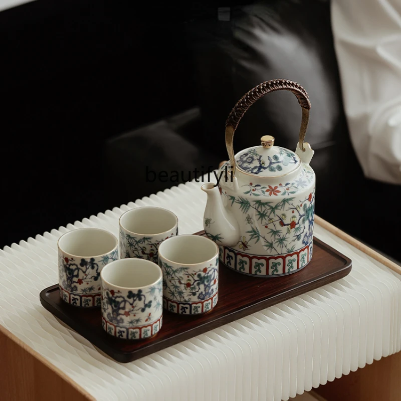 A pot of six cups  beam pot  teacup set, a gift box  mother's birthday banquet   housewarming wedding birthday gift.