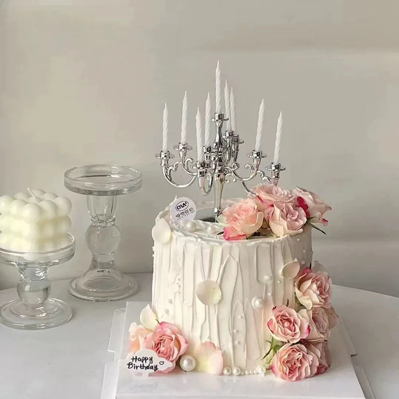 Simulation Cake Model Rose Carnation Birthday Fake Cake Plastic Sample Window Display Decoration Wedding Party Photography Props