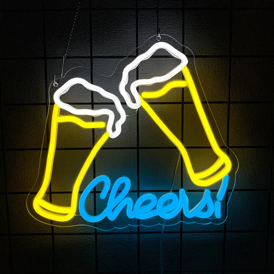 Cheers Neon Sign Cocktails Bar Led Sign Cheers Neon Signs，for Home Pub Party Club Restaurant Shop Bar Lights Decor Gifts
