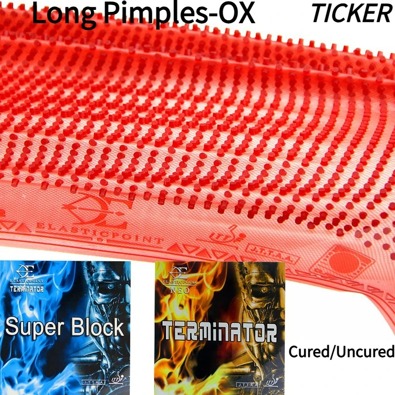 

TICKER TERMINATOR OX Table Tennis Rubber Long Pimples Particles Height 2.1/2.5mm Uncured/Cured Anti-Spin Ping Pong Rubber