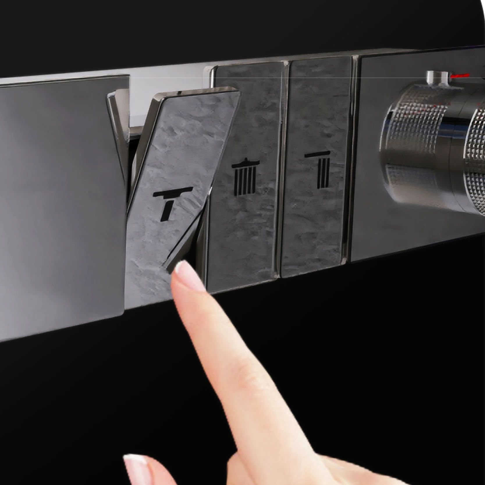 Luxury brass in wall shower system with wall mounted design, LED digital display for hot & cold water 3-function bathroom faucet