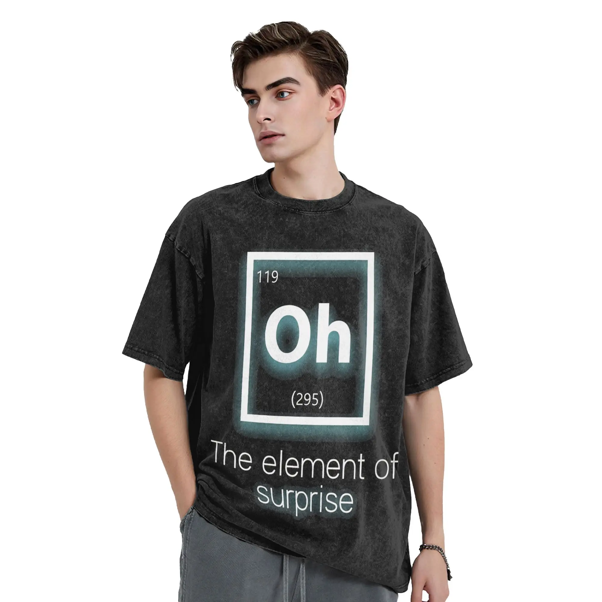 Oh... the element of surprise  Vintage Washed T-Shirt Novelty Pure Cotton Tees Crew Neck Short Sleeve T Shirt Gift Idea Clothes
