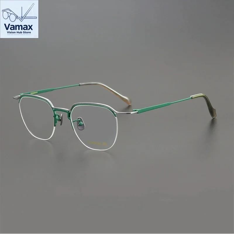 

Half Rimless Elliptical Pure Titanium Eyeglasses Dual Color Blue Light Block Prescription Glasses Women Men Eyewear FD37485467