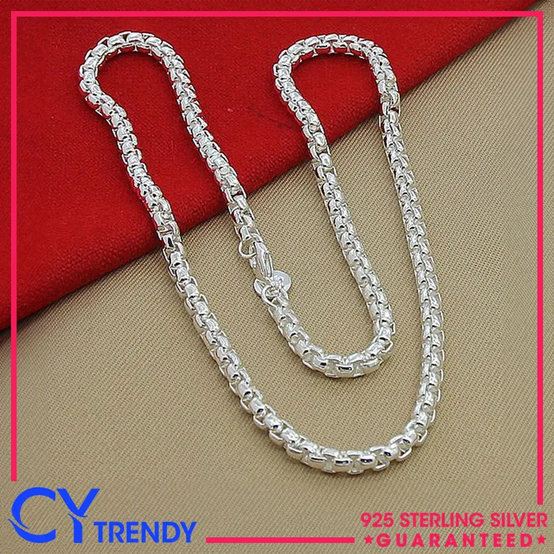 Classic Sophistication 925 Sterling Silver 5mm 20inch Round Box Chain Necklace Jewelry