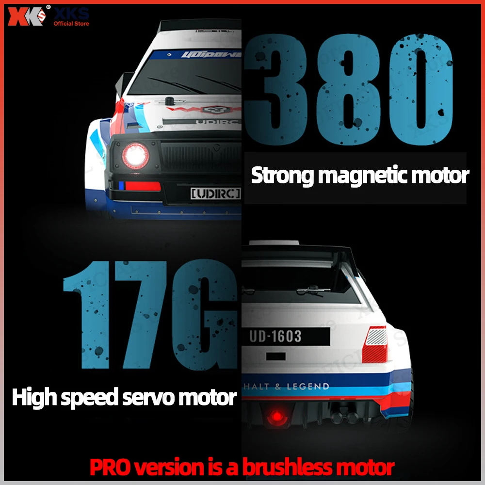 XKS UDIRC UD 1603/1603Pro 1/16 4WD borstelloze motor RC auto 60 km/u hoge snelheid Drift Racing 2.4G LED-verlichting RC speelgoed cadeau voor kinderen