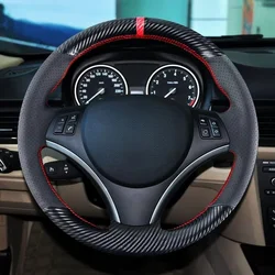 For BMW 1 Series E81 E82 E87 E88 3 Series E90 E91 E92 E93 E84 X1 SUV DIY Carbon Fiber Hand stitched Steering Wheel Covers