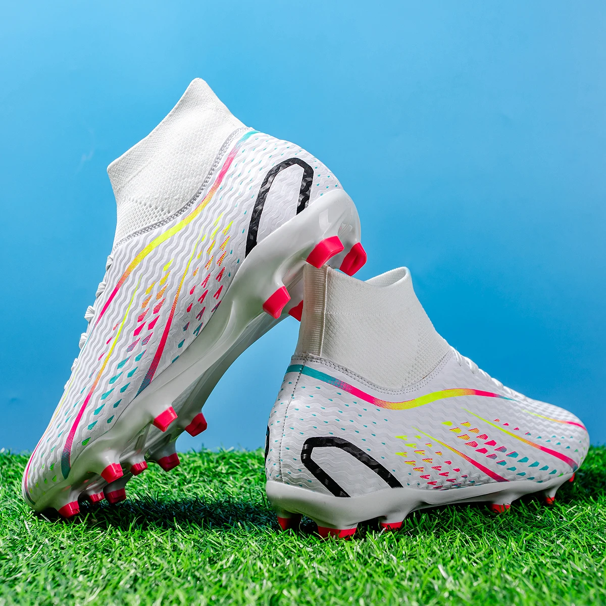 

Breathable soccer shoes for men with FG/AG long studs for durability and super strong grip