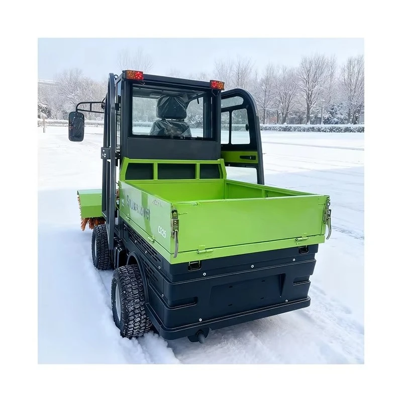 Multi functional bicycle snow sweeper, snow shoveling, and snow throwing three in one
