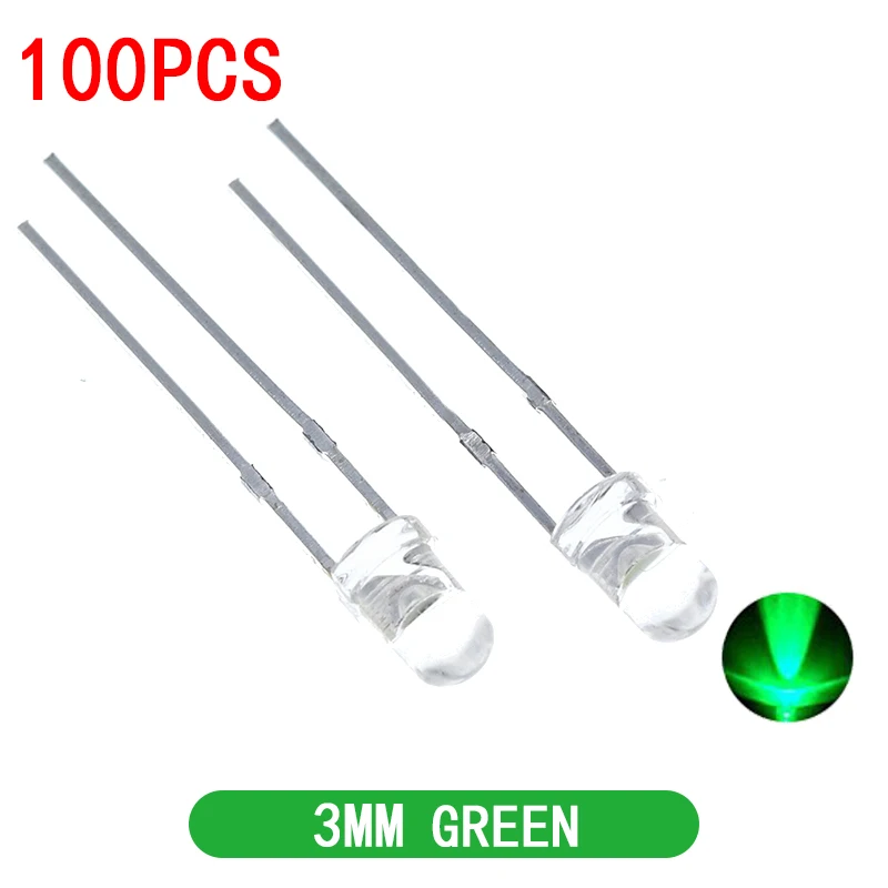 F3 Ultra Luminoso 3MM Rotondo Acqua Trasparente Verde/Giallo/Blu/Bianco/Rosso Lampada a LED Diodo Emettitore Kit Dides