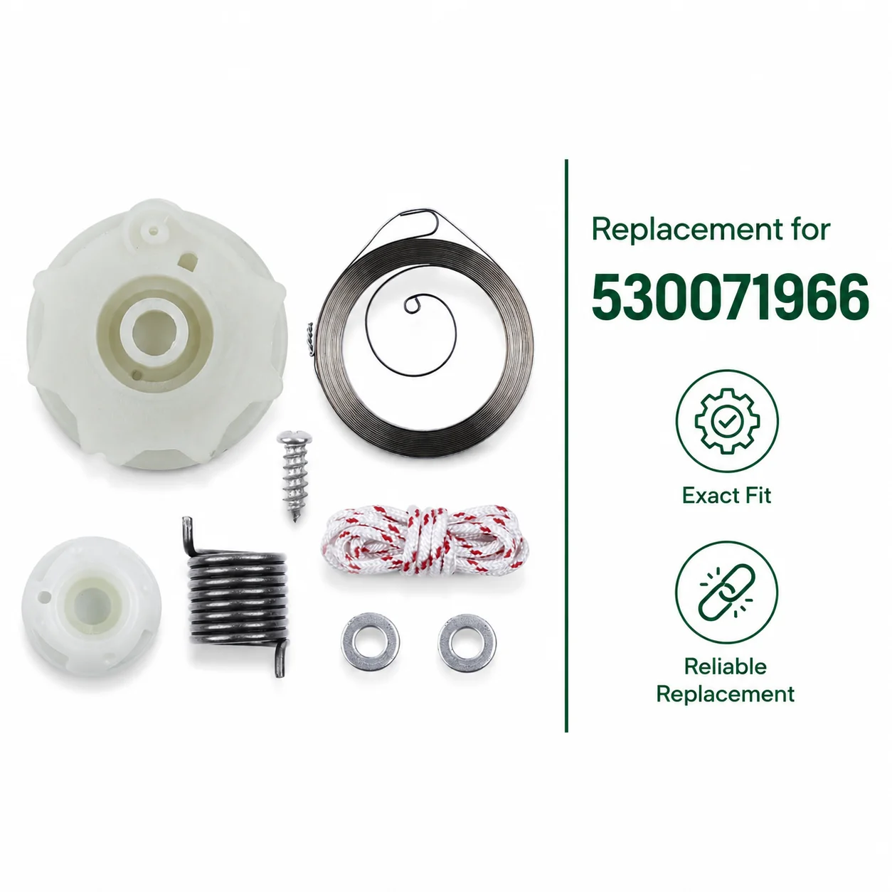 Recoil Starter Pulley Kit For Poulan PP4218 PP4620AV PPB4018 SM4218AV, Replaces 530071966, Chainsaw Repair Parts, Starter Rope