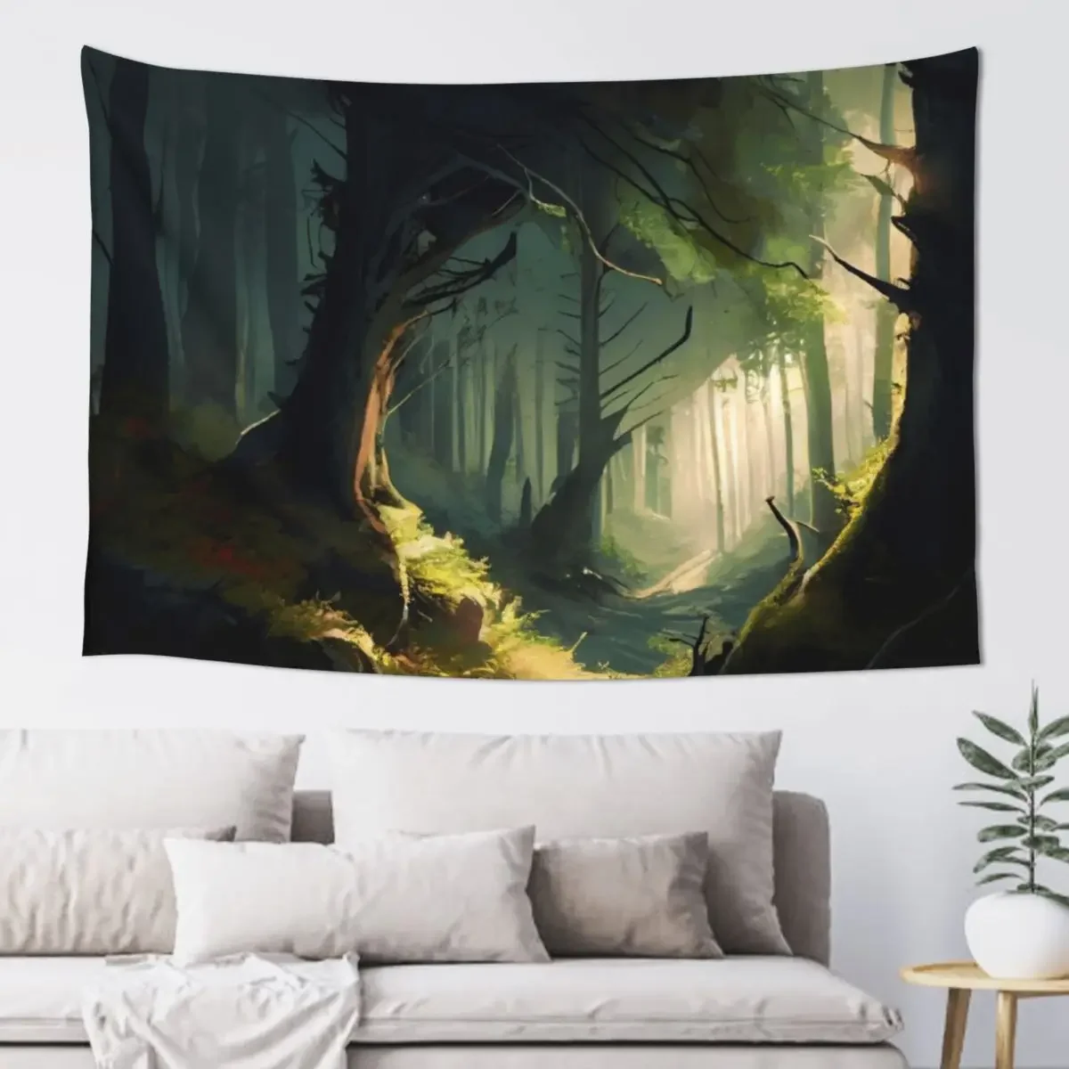 The Sunlit Forest Tapestry Bedroom Deco Aesthetic Room Decoration Tapestry