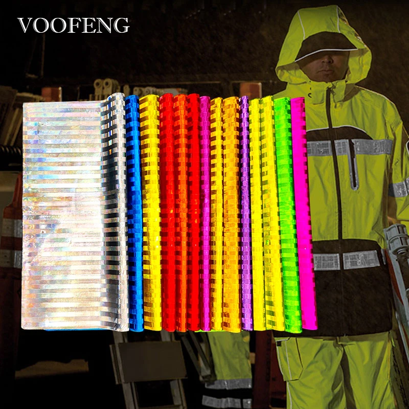 VOOFENG Stripe Microprismatic Reflective PVC Sheeting Reflective Material for Reflector Personal Safety Accessories 47x49cm