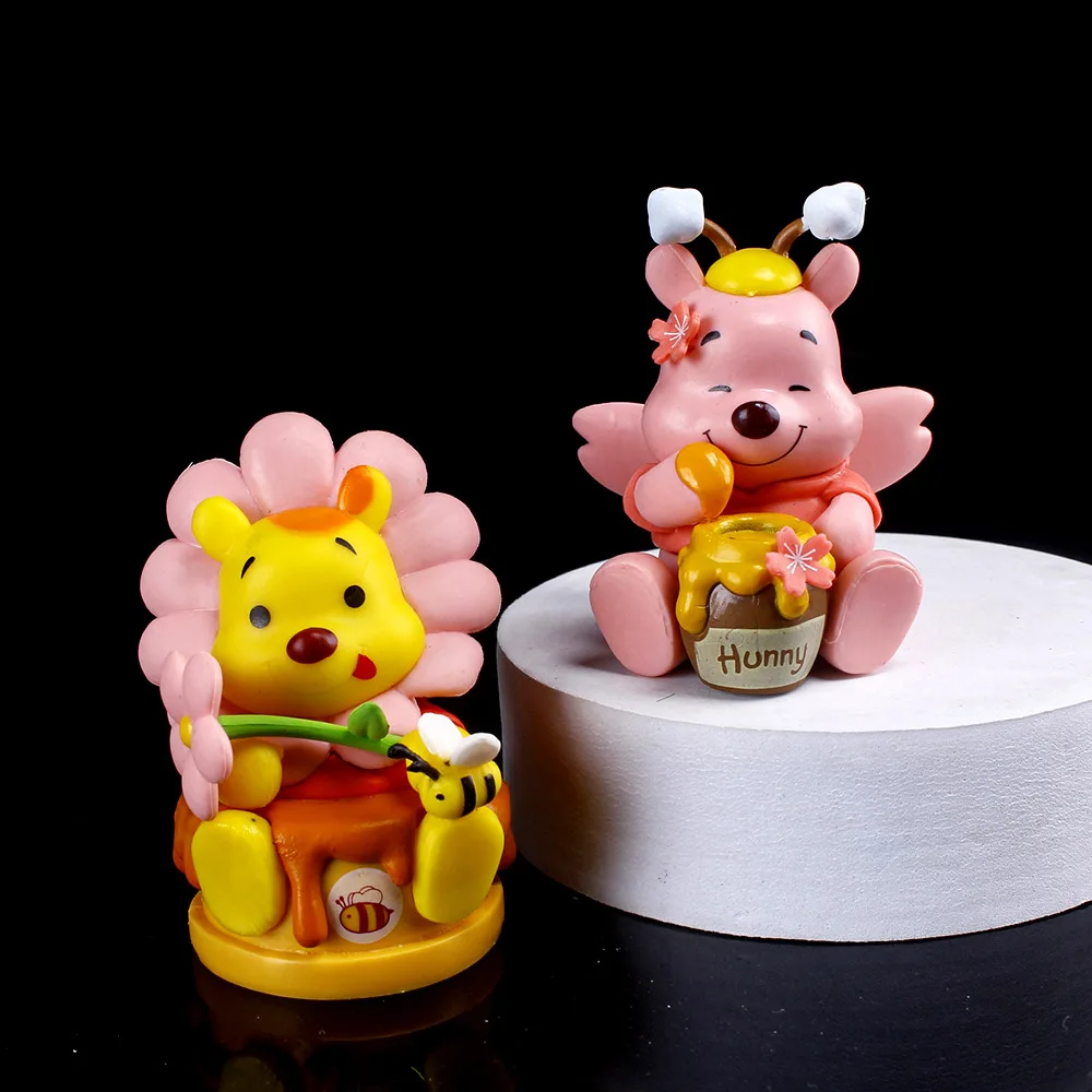 6 Pcs/Set Cute Winnie The Pooh Pooh Bear Piglet Eeyore Honey Bee Collection Anime Pvc Model Desktop Cake Ornament Kids Toys Gift